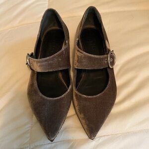 Chic M C Brown Velvet Mary Jane Flats